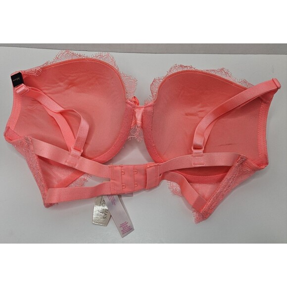 Victoria’s Secret Lined Perfect Coverage Push-Up Bra Pigeonnant 32DD NWT Coral - Picture 6 of 9